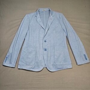 Nordstrom Rack Patch Pocket Knit Sport Coat Light Blue Extra Trim Fit Size Large